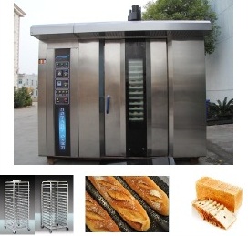 Industrial-Bread-Baking-Machine-64trays-Rotary-Convection-Oven-2trolley-